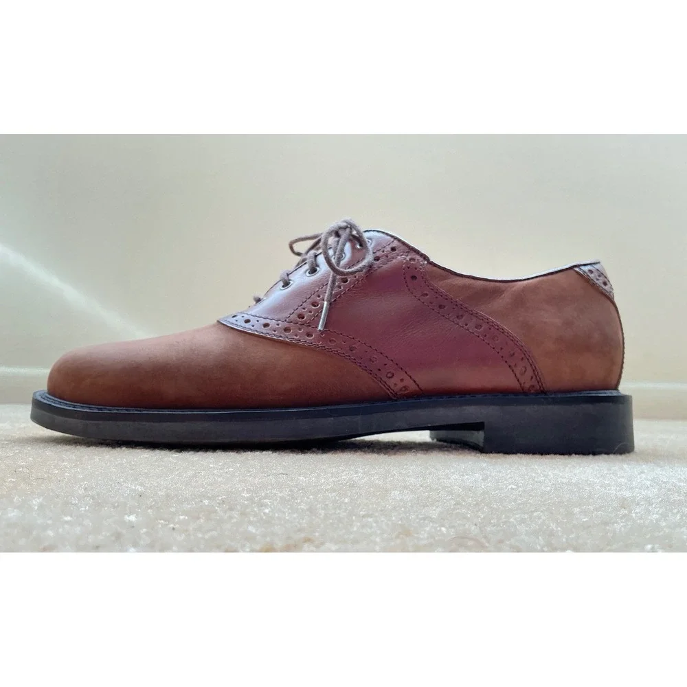 Johnston & Murphy Mens Saddle Classic‎ Brown Suede Leather Oxford Lace Up Sz9M